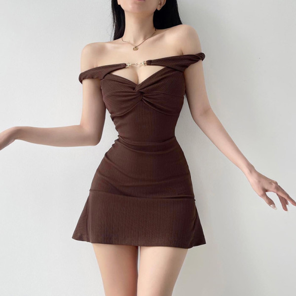 Irregular Design Slim Fit Off Shoulder Dress