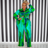 Large Women's Printed Long sleeved Pants Fashion Casual Set