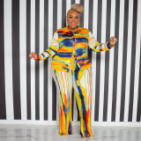 Large Women's Printed Long sleeved Pants Fashion Casual Set