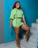 Women's fashion trend, classic plaid print, hooded short skirt set, two-piece set