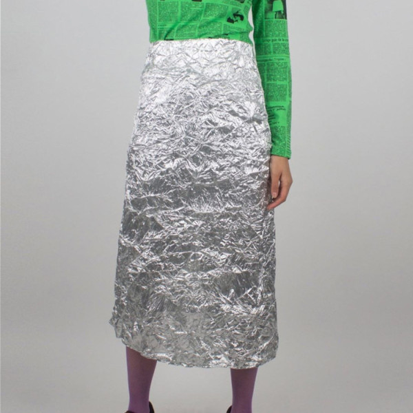 Half length skirt with pleated high waist and slit back, fashionable and trendy, versatile wrap hip skirt