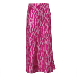 Printed half length skirt for women's mid length fashionable fishtail A-line skirt