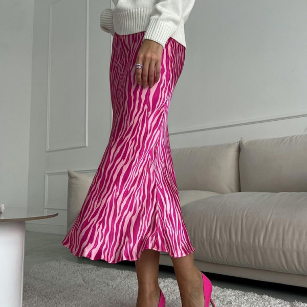Printed half length skirt for women's mid length fashionable fishtail A-line skirt
