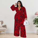 Oversized women's long sleeved jumpsuit straight leg pants