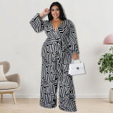 Oversized women's long sleeved jumpsuit straight leg pants