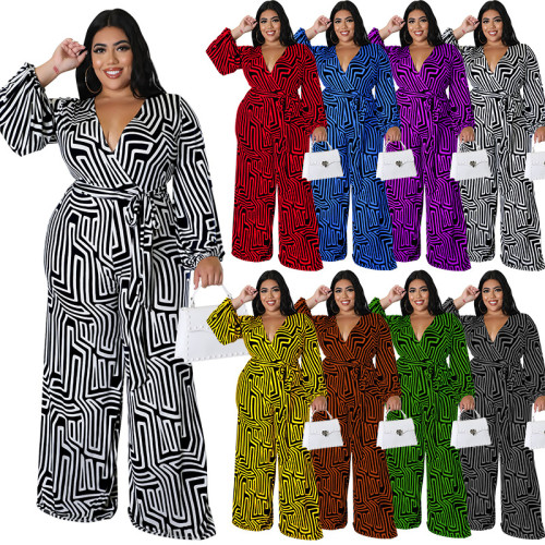 Oversized women's long sleeved jumpsuit straight leg pants