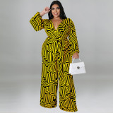Oversized women's long sleeved jumpsuit straight leg pants