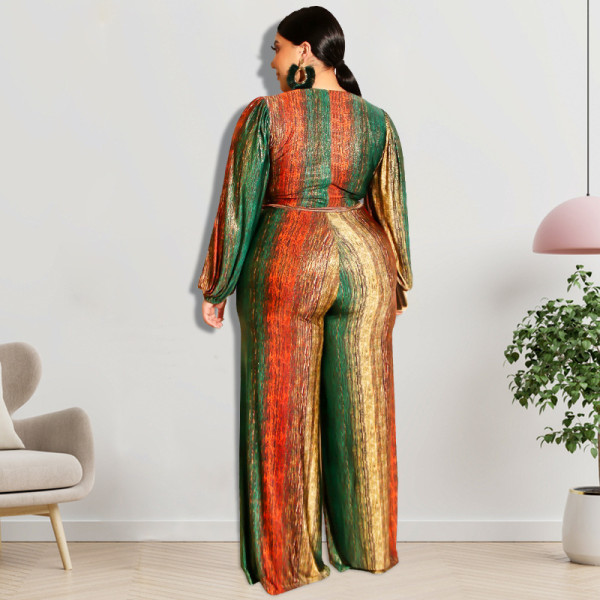 Long sleeved straight tube jumpsuit pants