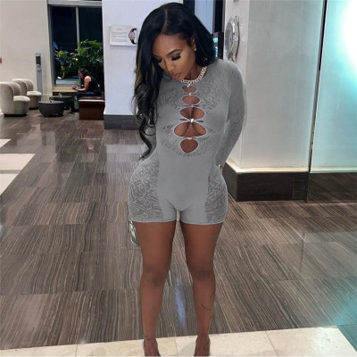 Sexy Perspective High Waist Long Sleeve Tight Wrap Hip Yoga Jumpsuit