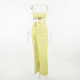 Strap Sexy Hollow Out Split Dress