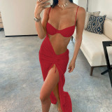 Strap Sexy Hollow Out Split Dress