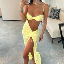 Strap Sexy Hollow Out Split Dress