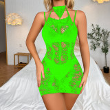 Sexy suspender mesh tight cut out hip wrap skirt