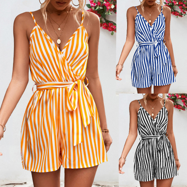 Women's V-neck suspender jumpsuit