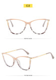 Anti blue light glasses Cat eye open spring leg flat light glasses