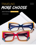 Vintage contrasting blue light resistant glasses polygonal frame