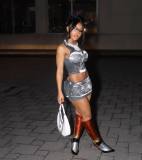 Fashion slim fitting denim printed short skirt set