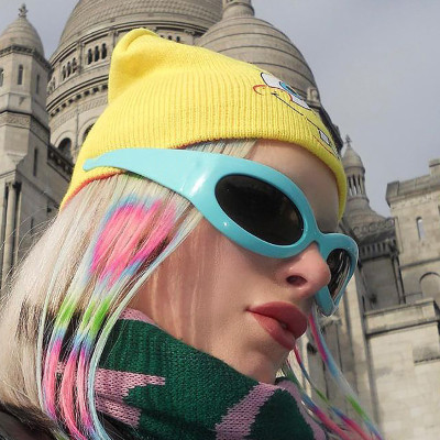 Retro Oval Frame Trendy Sunglasses Future Tech Hip Hop Punk Sunglasses