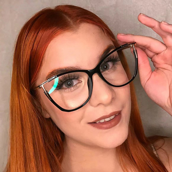 Anti blue light glasses Cat eye open spring leg flat light glasses