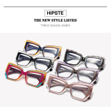 Vintage contrasting blue light resistant glasses polygonal frame