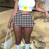 Printed sexy mini pleated short skirt