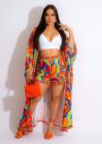 Printed Long Top Fashion Shorts Set Two Piece Set