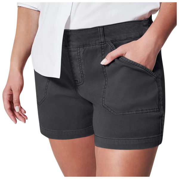 Fashionable and minimalist pocket with high stretch twill casual shorts for lifting buttocks