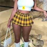 Printed sexy mini pleated short skirt