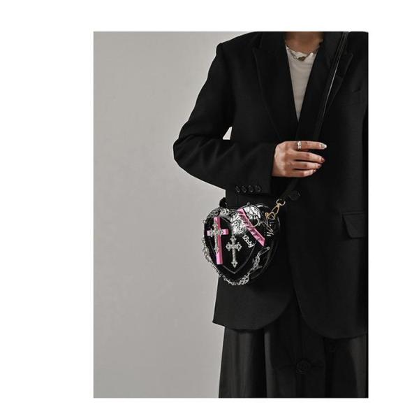 Heart shaped bag with personalized rivet punk style shoulder bag