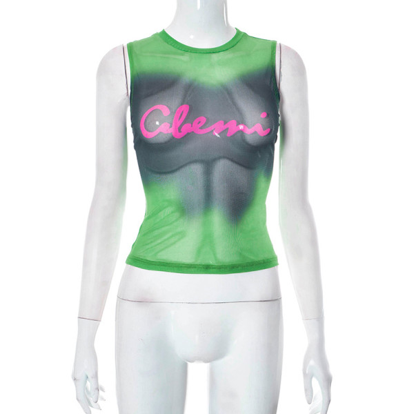 Tie Dyed Printed Sleeveless Tank Top T-shirt