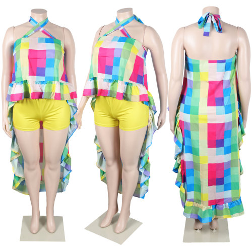 Strap printed two-piece nightclub suit