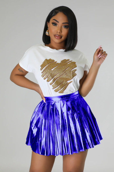 Fashionable and Sexy Ice Silk Hot Stamped Pleated Skirt Half length Skirt