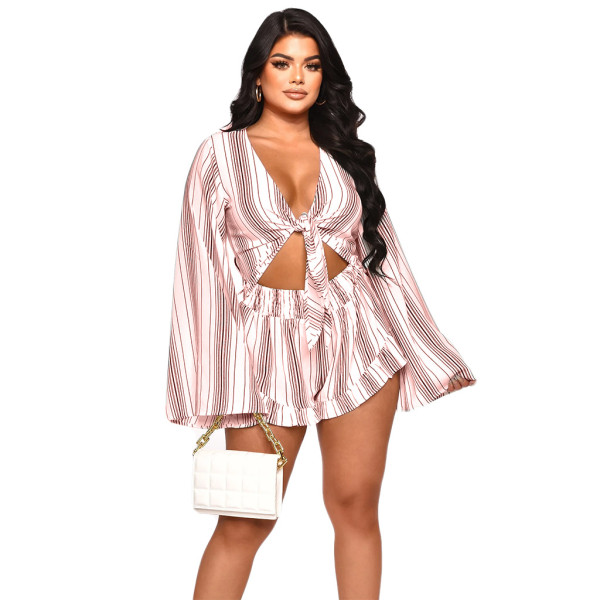 Deep V Sexy Style Slim Waist Shirt One Piece