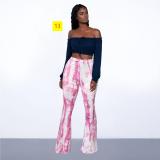 Women's tie dyed micro flared tight pants with multiple colors