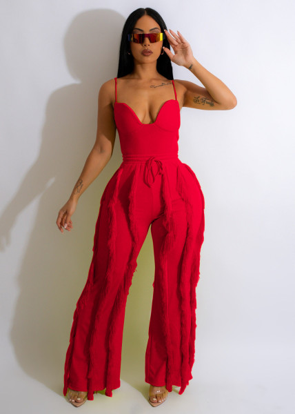 Women's tassel lace set sexy suspender jumpsuit two-piece set
