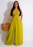 Solid sexy wide truffle back jumpsuit