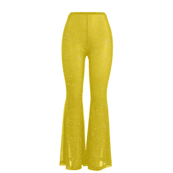 Women's sexy mesh perspective drip shaped pants with flared pants