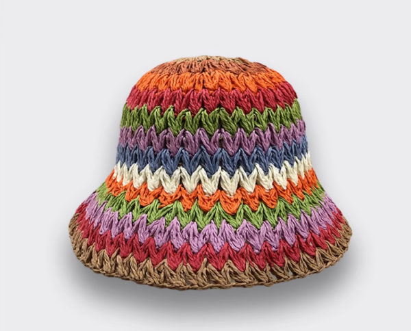 Traveling sun protection, sunshade, fisherman's hat, straw striped bucket hat, washbasin hat