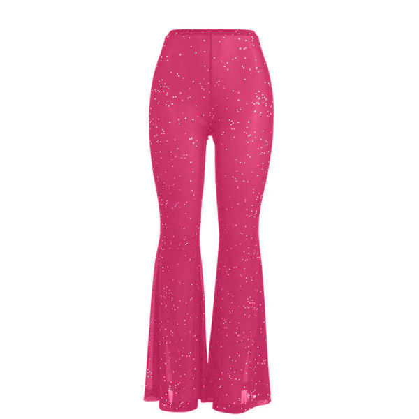 Women's sexy mesh perspective drip shaped pants with flared pants