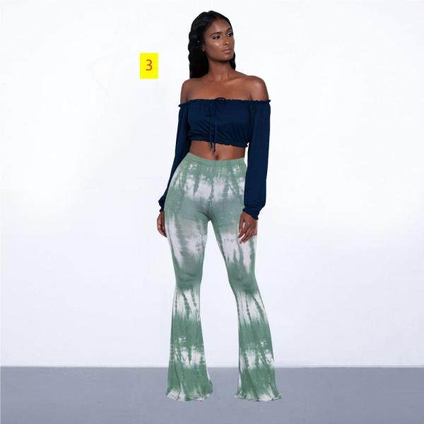 Women's tie dyed micro flared tight pants with multiple colors