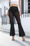 Women's sexy mesh perspective drip shaped pants with flared pants