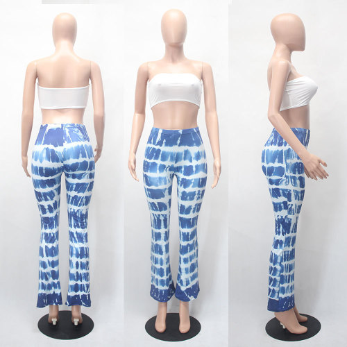 Women's tie dyed micro flared tight pants with multiple colors