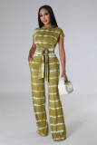 Fashion casual printed set with wide leg pants and two piece pants set