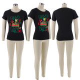 Round neck casual minimalist letter print niche design short sleeved T-shirt