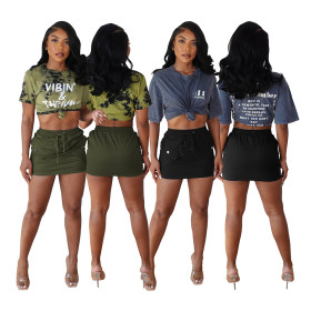 Sports casual pocket short skirt solid color work dress