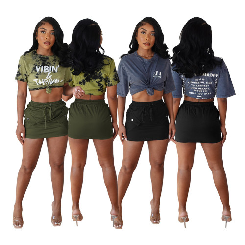 Sports casual pocket short skirt solid color work dress