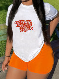 Cotton Short Sleeve Top Letter Printed T-shirt