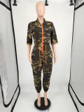 Fashionable cardigan waistband woven jumpsuit