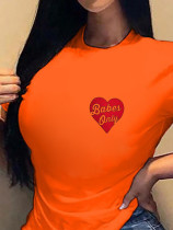 Casual style short sleeved top letter printed T-shirt