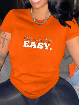 Casual style short sleeved top letter printed T-shirt